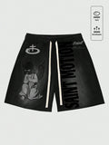 Falling angel black shorts